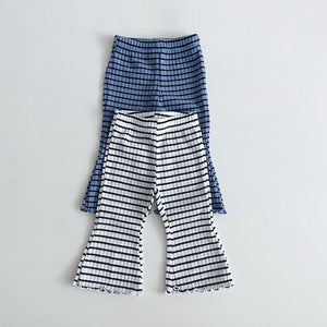 Stripe Lettuce-Edge Bootcut Pants