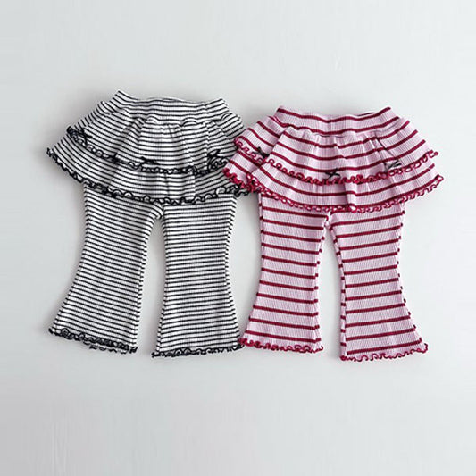 2-Tier Ribbon Pants Korean infant pants in pink red made in Korea