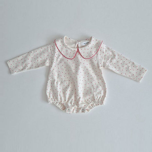 Picot Collar Bodysuit Korean infant bodysuit in ivory made in Korea
