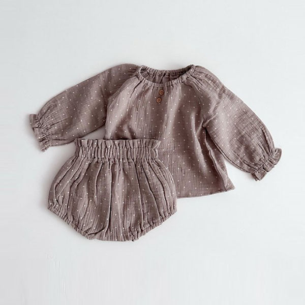 Autumn Bloomers Set Korean infant set in check made in Korea