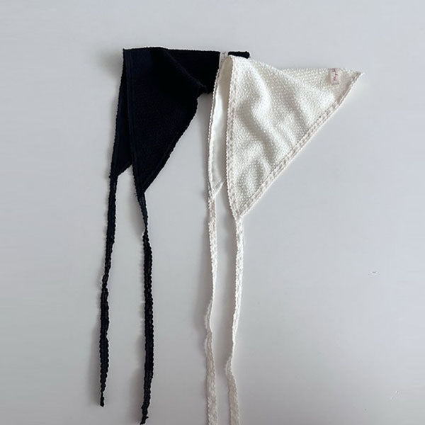 Fuzzy Kerchief Korean infant accessory in ivory made in Korea