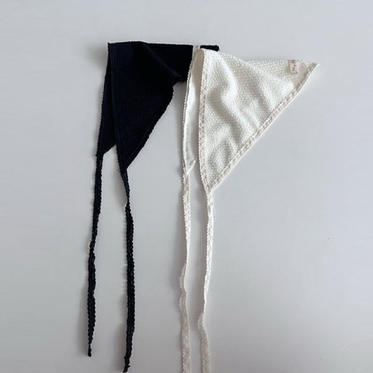Fuzzy Kerchief Korean infant accessory in ivory made in Korea
