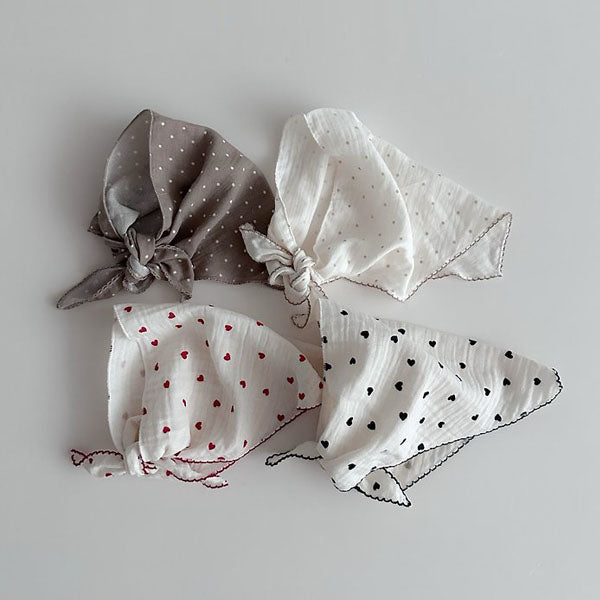 Autumn Picot Bonnet Korean infant accessory in ivory base polka dot made in Korea