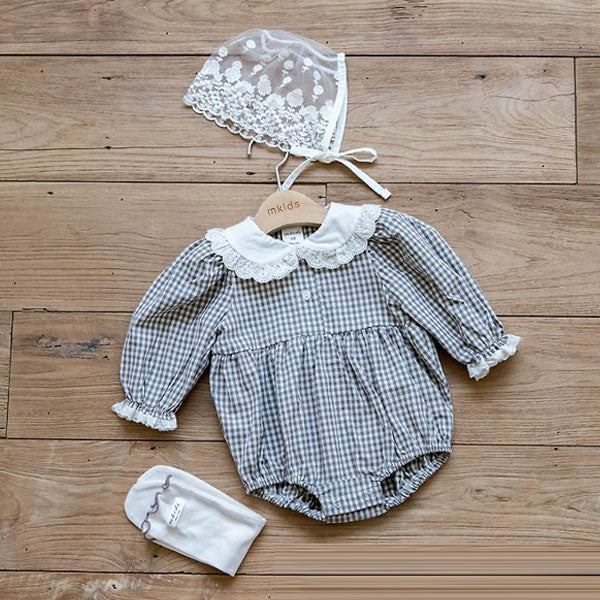 Maria Bodysuit Korean infant bodysuit in check made in Korea