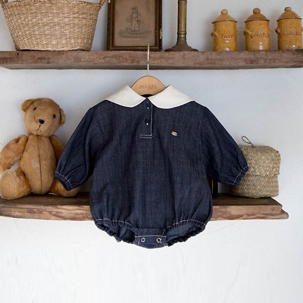 Almond Bodysuit Korean infant bodysuit in beige made in Korea