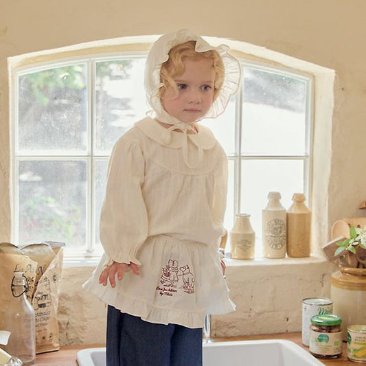 Bonnie Apron Korean infant accessory in cream made in Korea