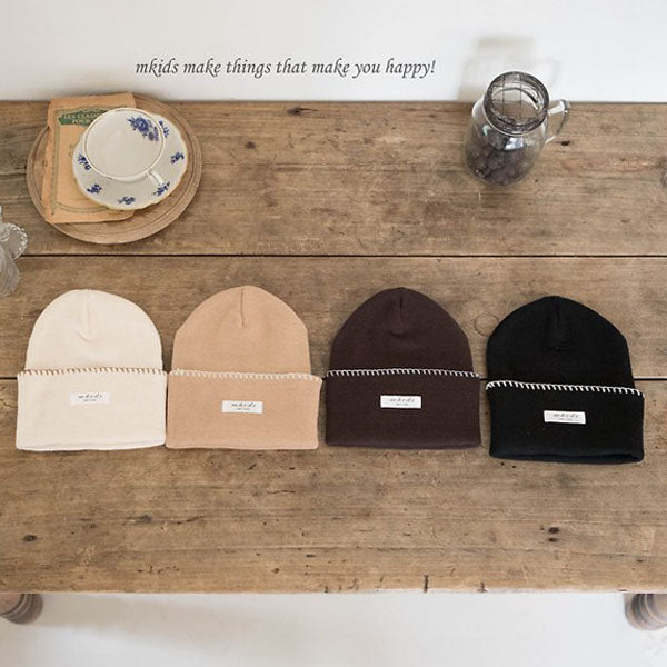 Melo Beanie Korean infant accessory in cream made in Korea