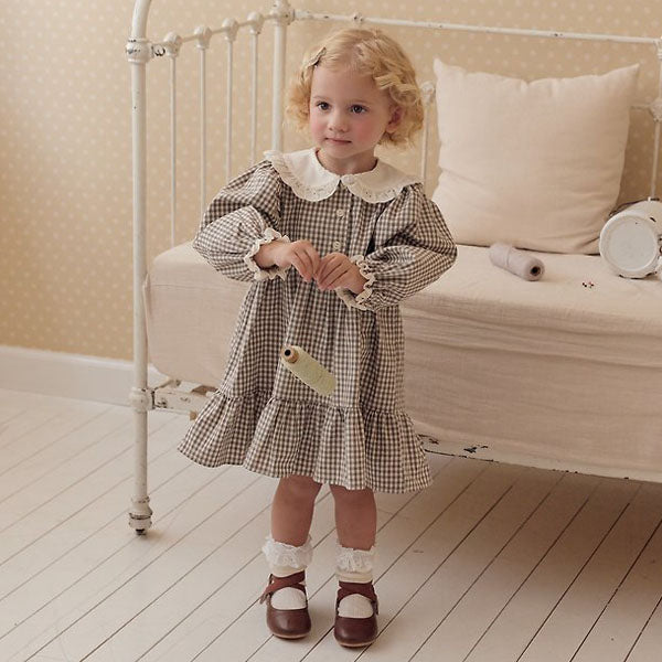 Maria Dress Korean toddler dress in check made in Korea
