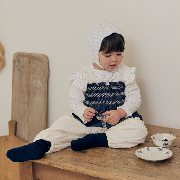 Bell Smocked Blouse Korean infant blouse in mocha made in Korea