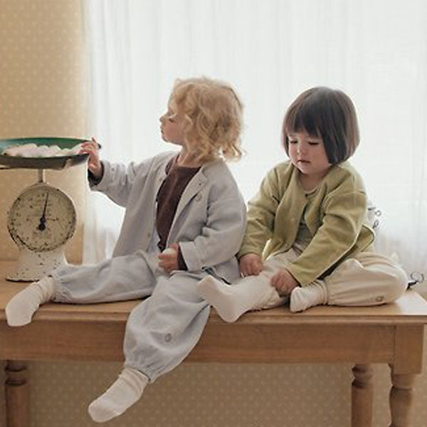 Aku Cardigan Korean infant sweater in cream made in Korea