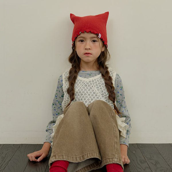 Nyanyang Cat Beanie Korean toddler accessory in purple made in Korea