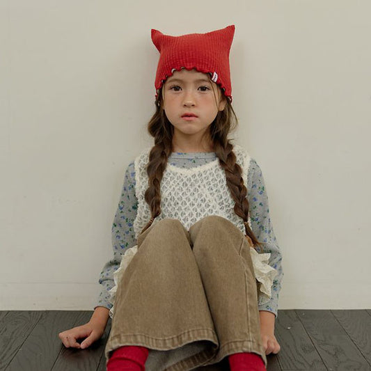 Nyanyang Cat Beanie Korean toddler accessory in purple made in Korea