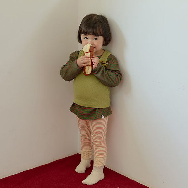 Candy Button Leggings Korean toddler pants in mint made in Korea