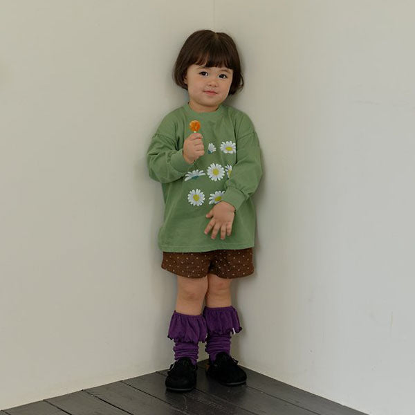 Polka Dot Denim Shorts Korean toddler shorts in brown made in Korea