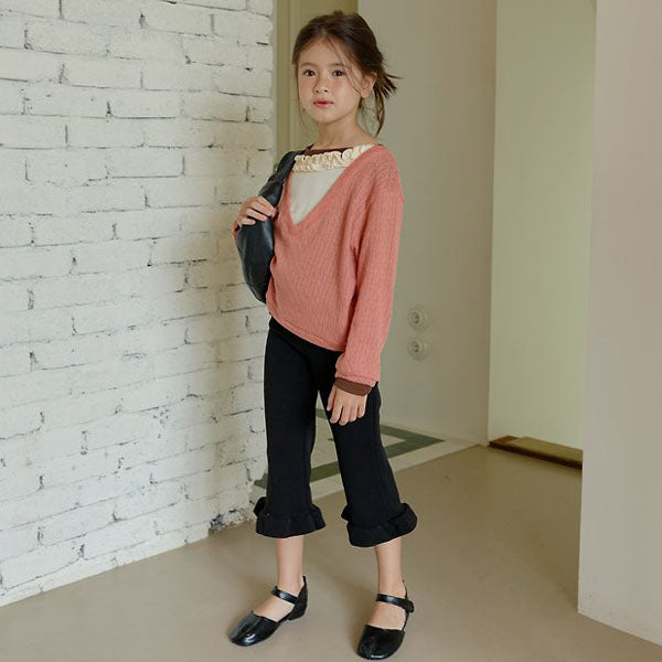 Ruffle Capri Pants Korean toddler pants in heather made in Korea