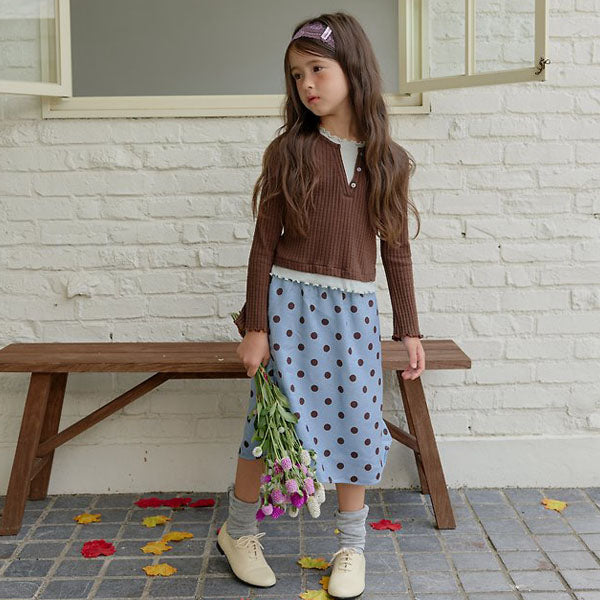 Polka Dot Satin Skirt Korean toddler skirt in sky blue made in Korea