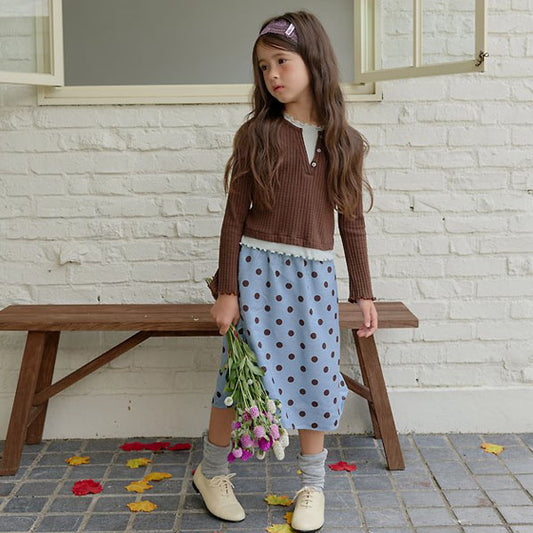 Polka Dot Satin Skirt Korean toddler skirt in sky blue made in Korea