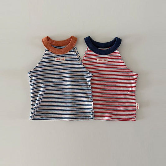 Stripe Halter Tank Top Korean infant tank top in blue made in Korea