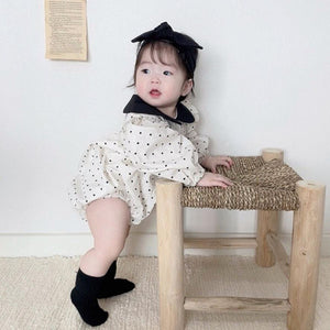 Polka Dot Collar Bodysuit