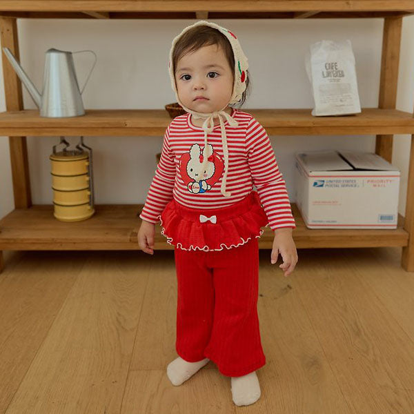 Bebe Rolly Ruffle Top & Bottom Set Korean infant set in pink(pants color) made in Korea