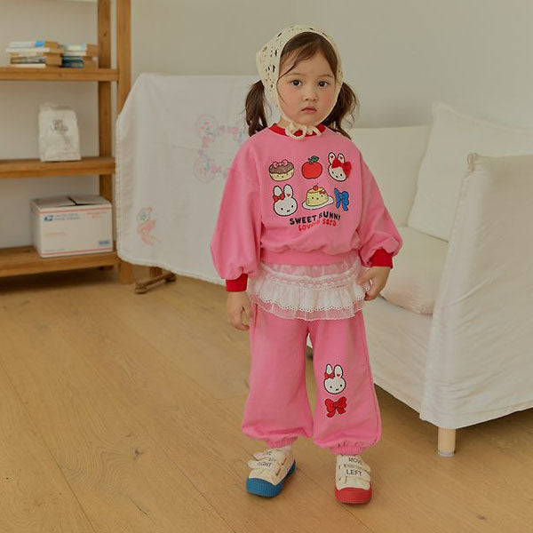 Pudding Warm-Up Set Korean toddler set in cream made in Korea