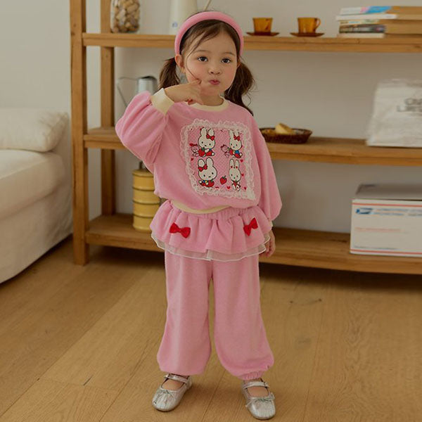 Terry Lace Set Korean toddler set in cream made in Korea