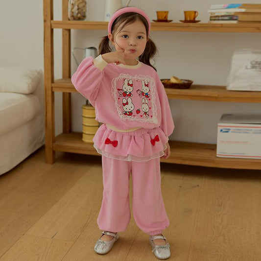 Terry Lace Set Korean toddler set in cream made in Korea