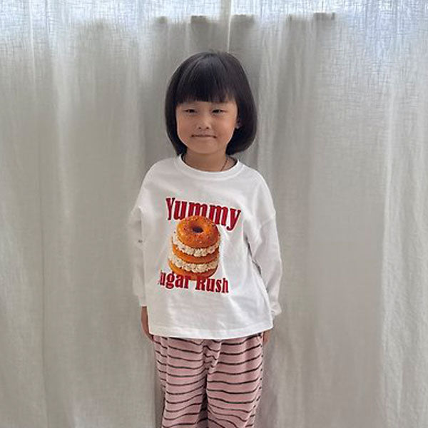 Donut Long Sleeve Tee Korean toddler t-shirt in solid color made in Korea