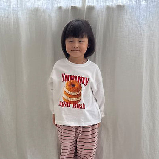 Donut Long Sleeve Tee Korean toddler t-shirt in solid color made in Korea
