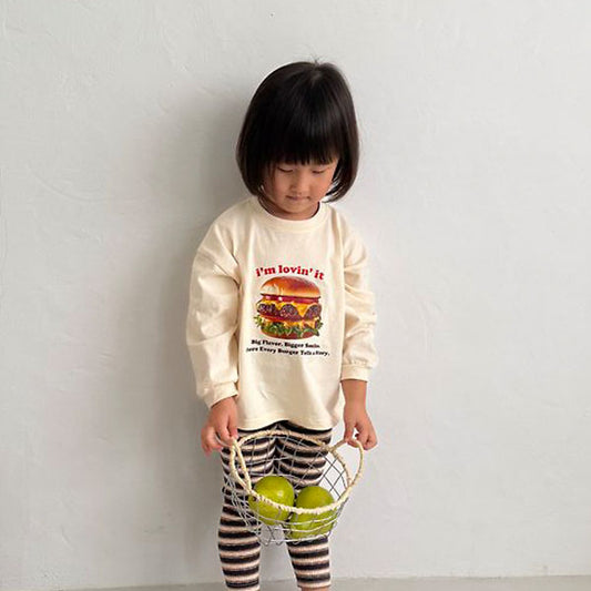 Hamburger Long Sleeve Tee Korean toddler t-shirt in solid color made in Korea