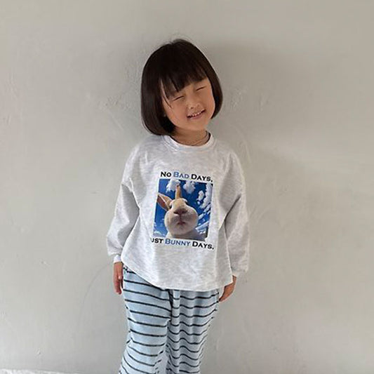 Flying Bunny Long Sleeve Tee Korean toddler t-shirt in solid color made in Korea