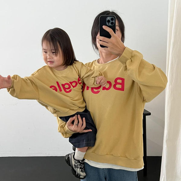 Bagel Sweatshirt - Adult Korean kids sweater in red made in Korea