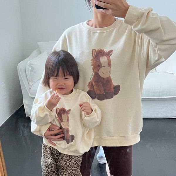 Noni Sweatshirt - Adult Korean kids sweater in cream made in Korea