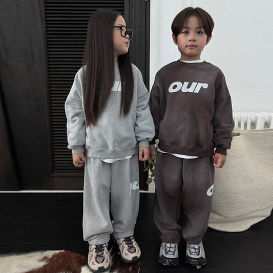 Dust Logo Set-Up Korean toddler set in gray made in Korea