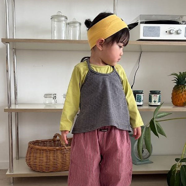 Binding Halter Tee Korean toddler t-shirt in ivory made in Korea